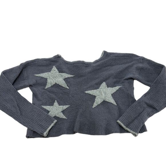 Splendid Sweater Womens Small Blue Francis Star Knit Pullover Wool Blend - Picture 6 of 11